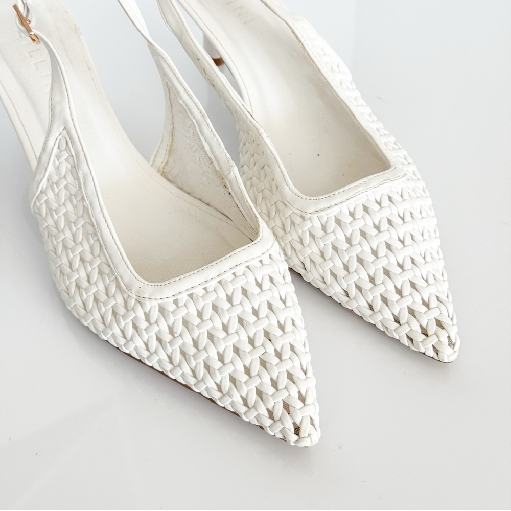 White Woven Slingback Heels (Size 9) - Picture 2 of 3